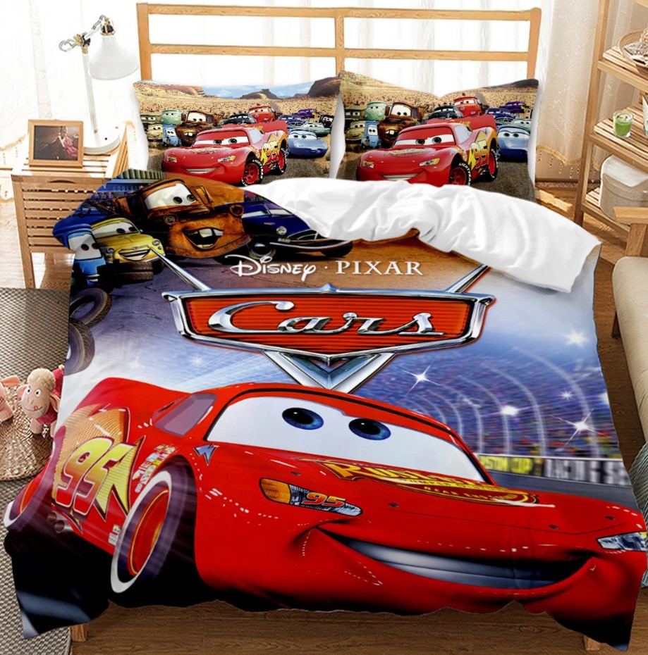 Personalized Racing Car Duvet Cover Sets For Boys Girls Lightning Bed Set Ultra Soft Microfiber Popular Cartoon Theme Kids Bedding Collection